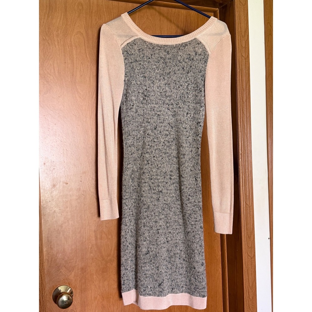 SuperTrash Danyel Sweater Dress Pink Grey Marled Knit V-Back Tie Mini Small